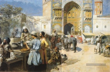 Un restaurant OpenAir Lahore Persique Egyptien Indien Edwin Lord Weeks Peinture à l'huile